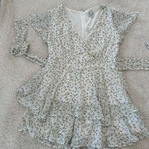 White floral dressy romper - size M